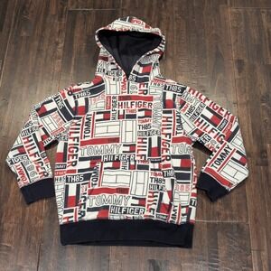 Tommy Hilfiger Youth Kids All Over Logo Print Sweatshirt Hoodie Size M‎ 12 14